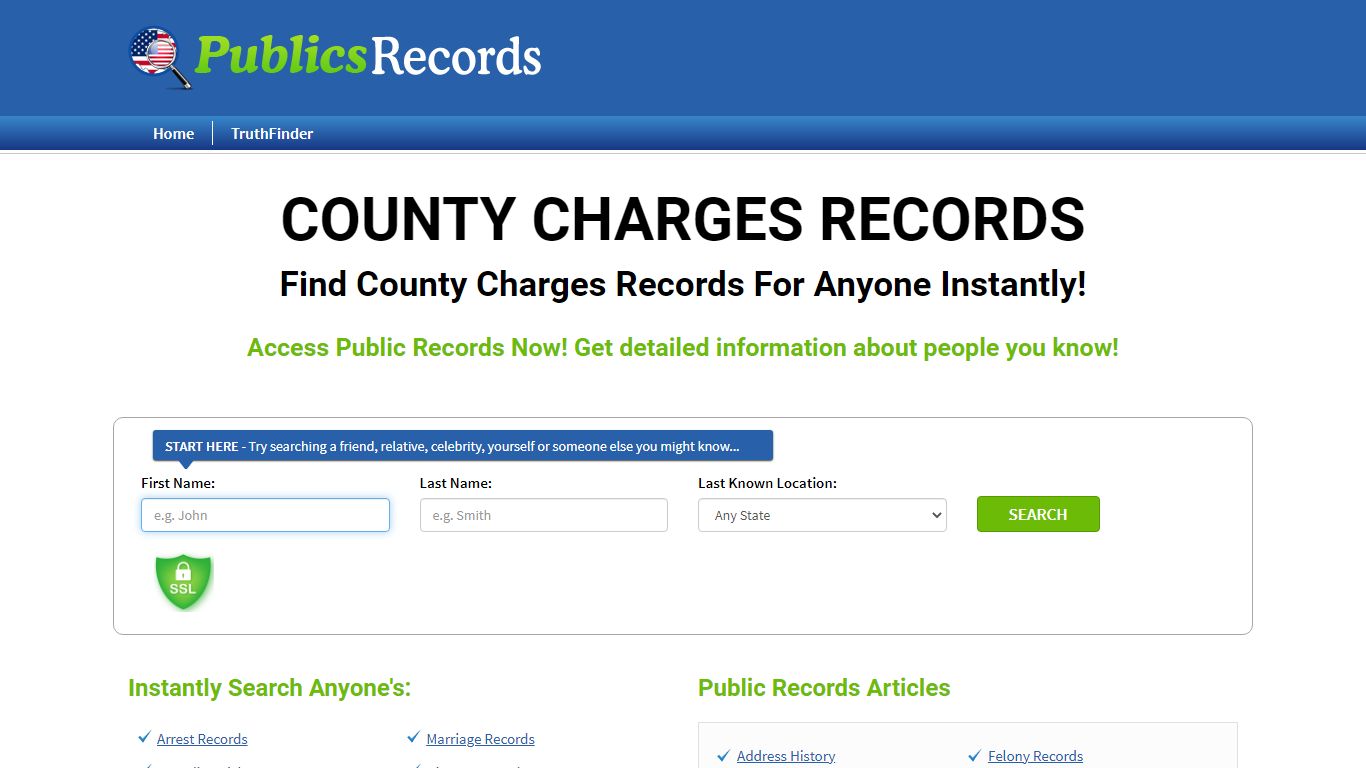 Find County Charges records For Anyone